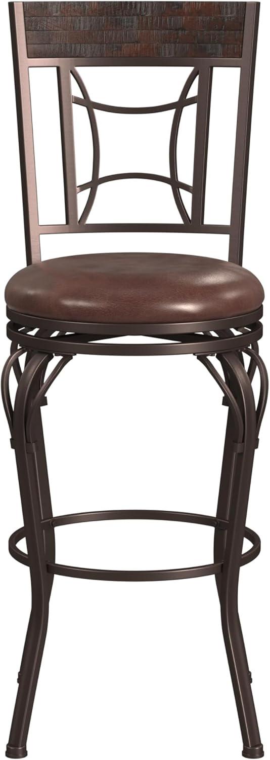 Hillsdale Furniture Granada Metal Padded Bar Height Swivel Stool, Dark Chestnut