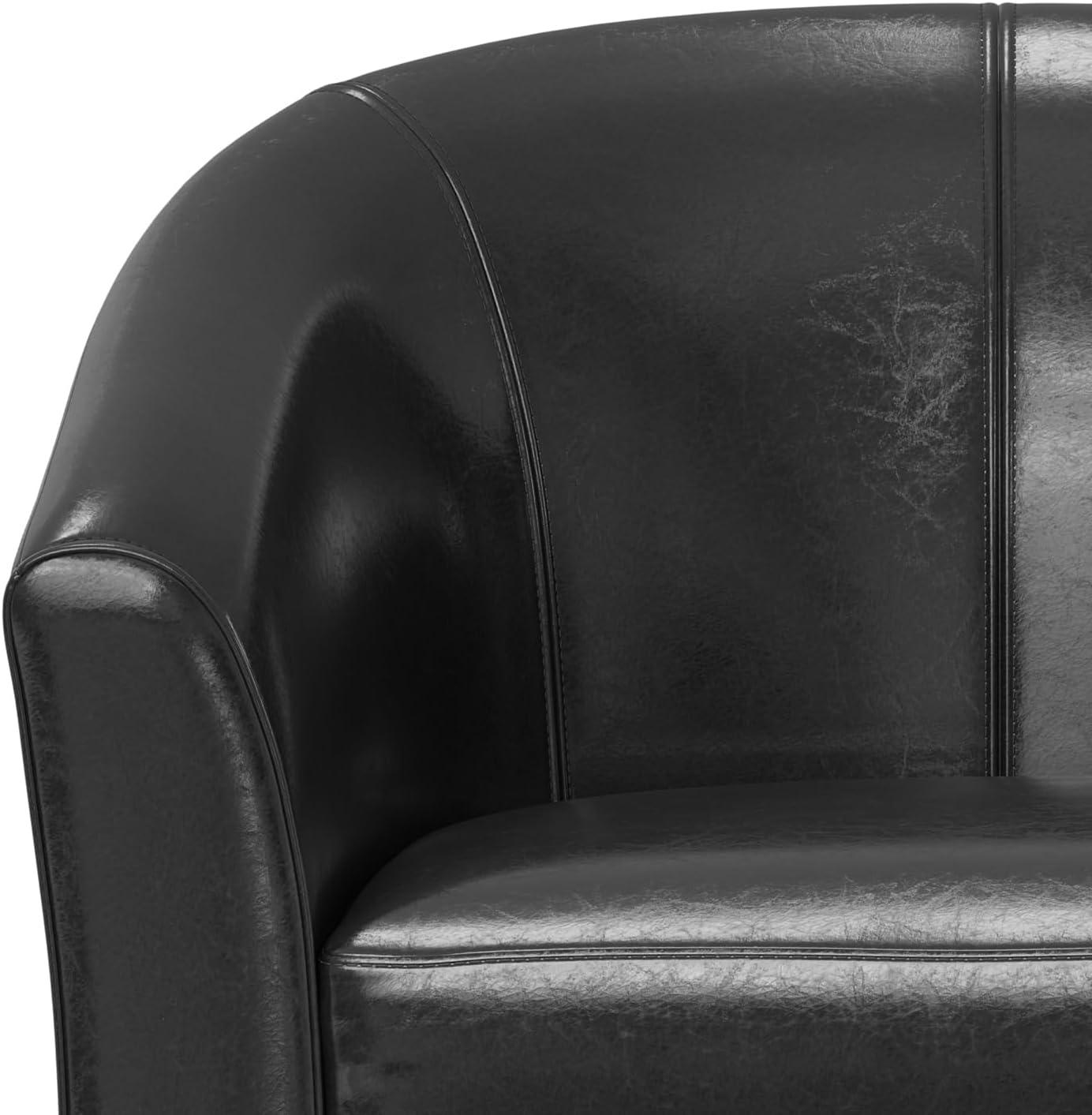 Simpli Home Austin 30"W Upholstered Vegan Faux Leather Contemporary Tub Accent Chair with High Arms and Deep Seat