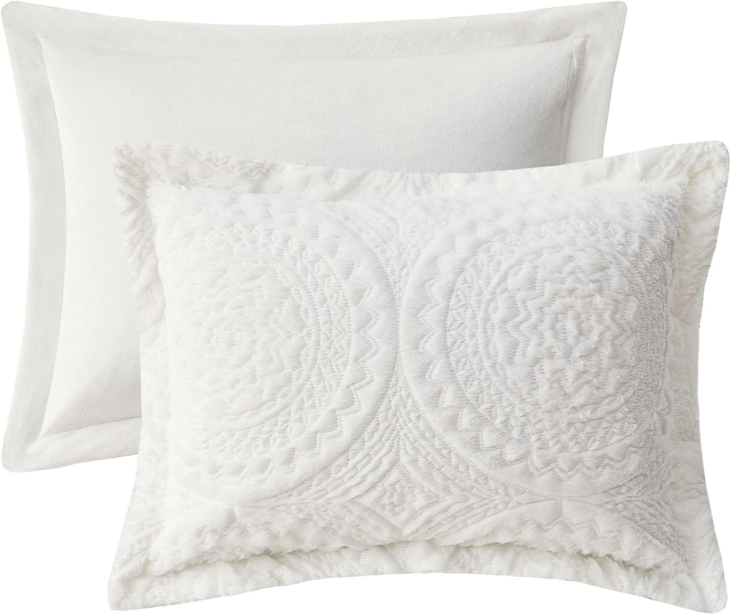 Arya Embroidered Medallion Faux Fur Ultra Plush Comforter Set