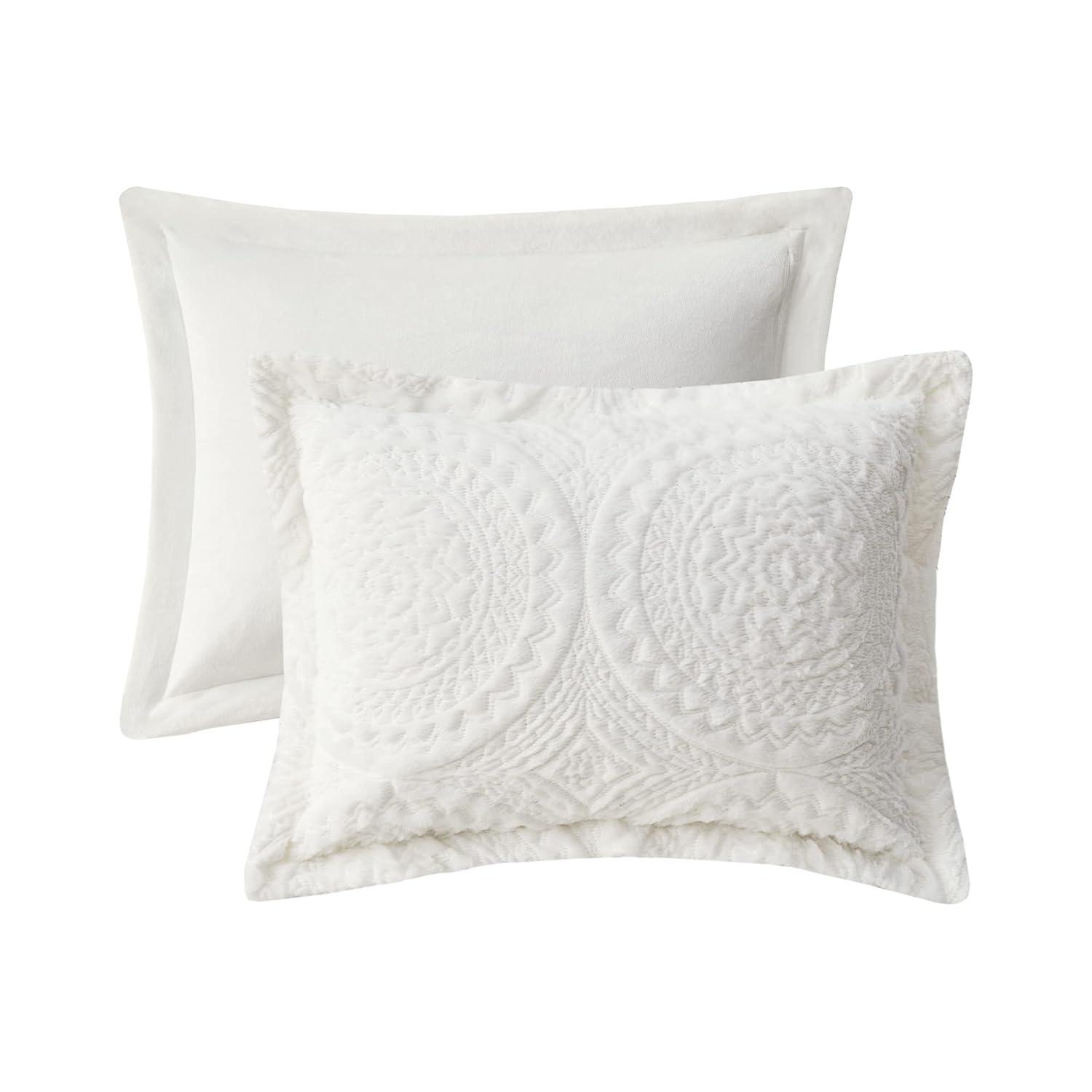 Madison Park Arya Embroidered Medallion Faux Fur Ultra Plush Comforter Set