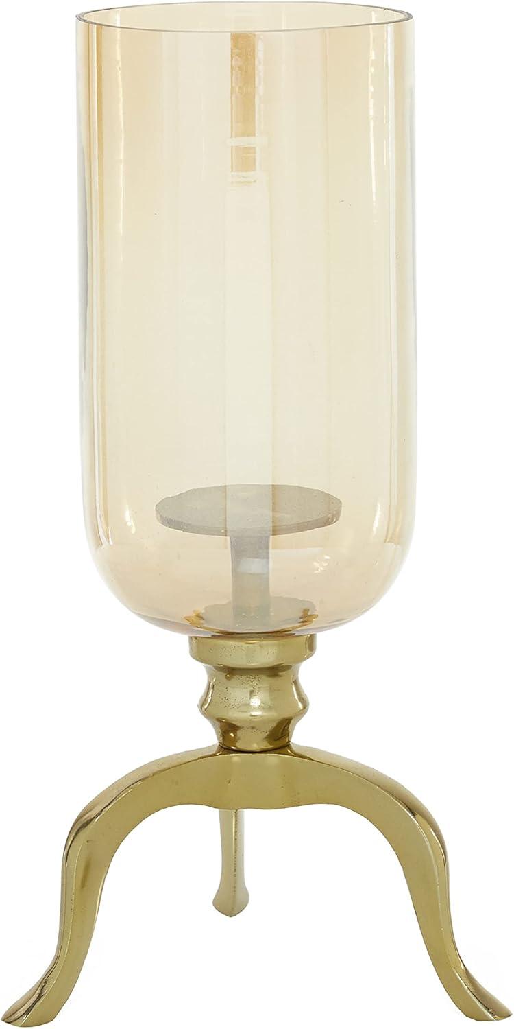 DecMode Gold Aluminum Single Candle Hurricane Lamp