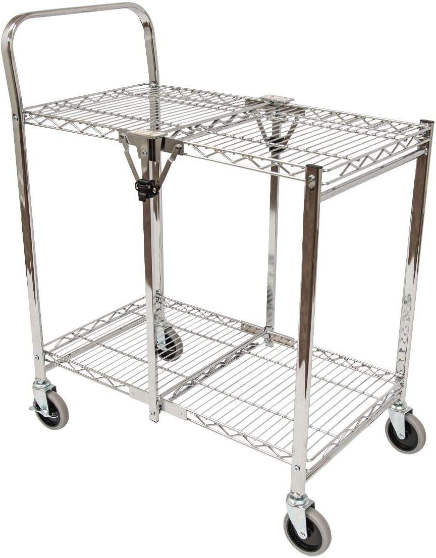 Two Shelf Collapsible Wire Utility Cart