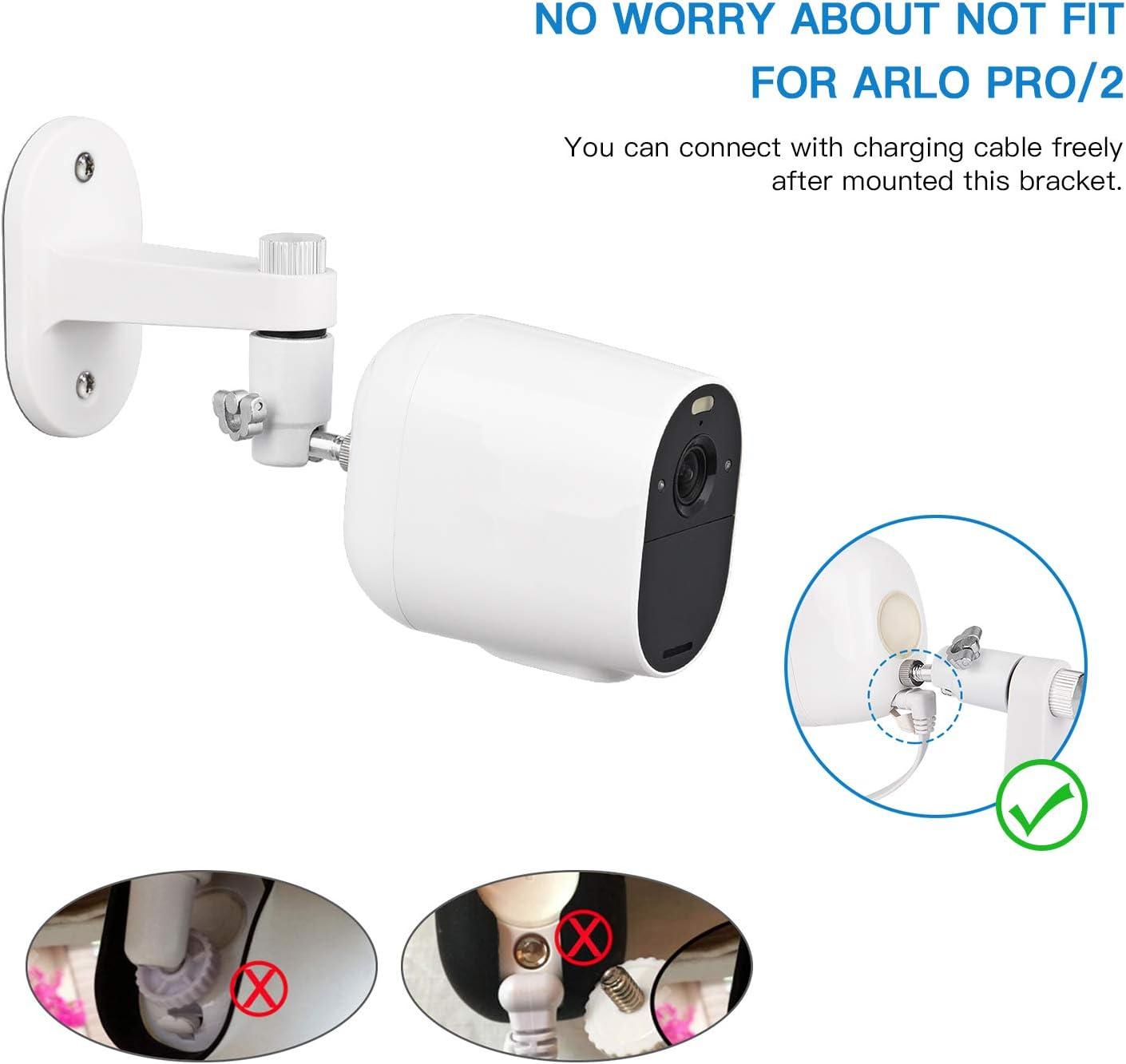 2Pack Security Wall Mount for Arlo Pro/Pro2/Pro3/Pro4/Ultra/Ultra2/Essential Spotlight Camera, Adjustable Indoor/Outdoor Mounting Bracket for Your Surveillance Camera (White)