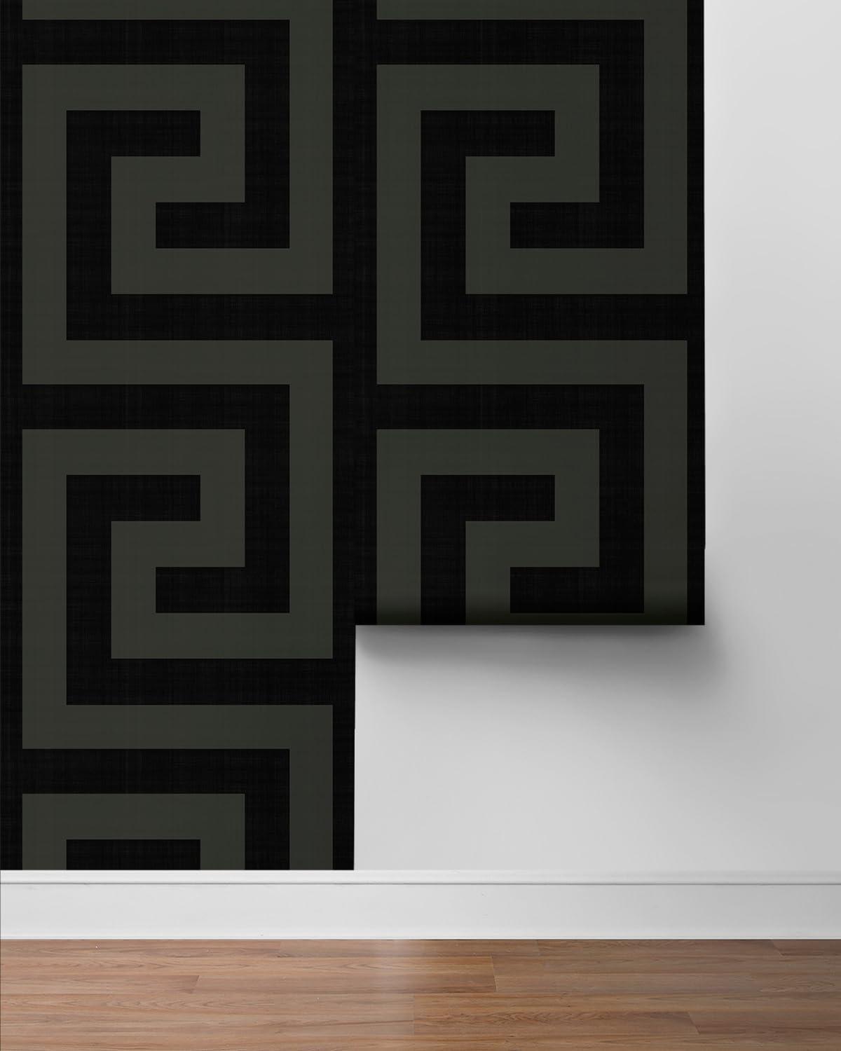 NextWall Ebony & Graphite Maze Geo Peel and Stick Wallpaper