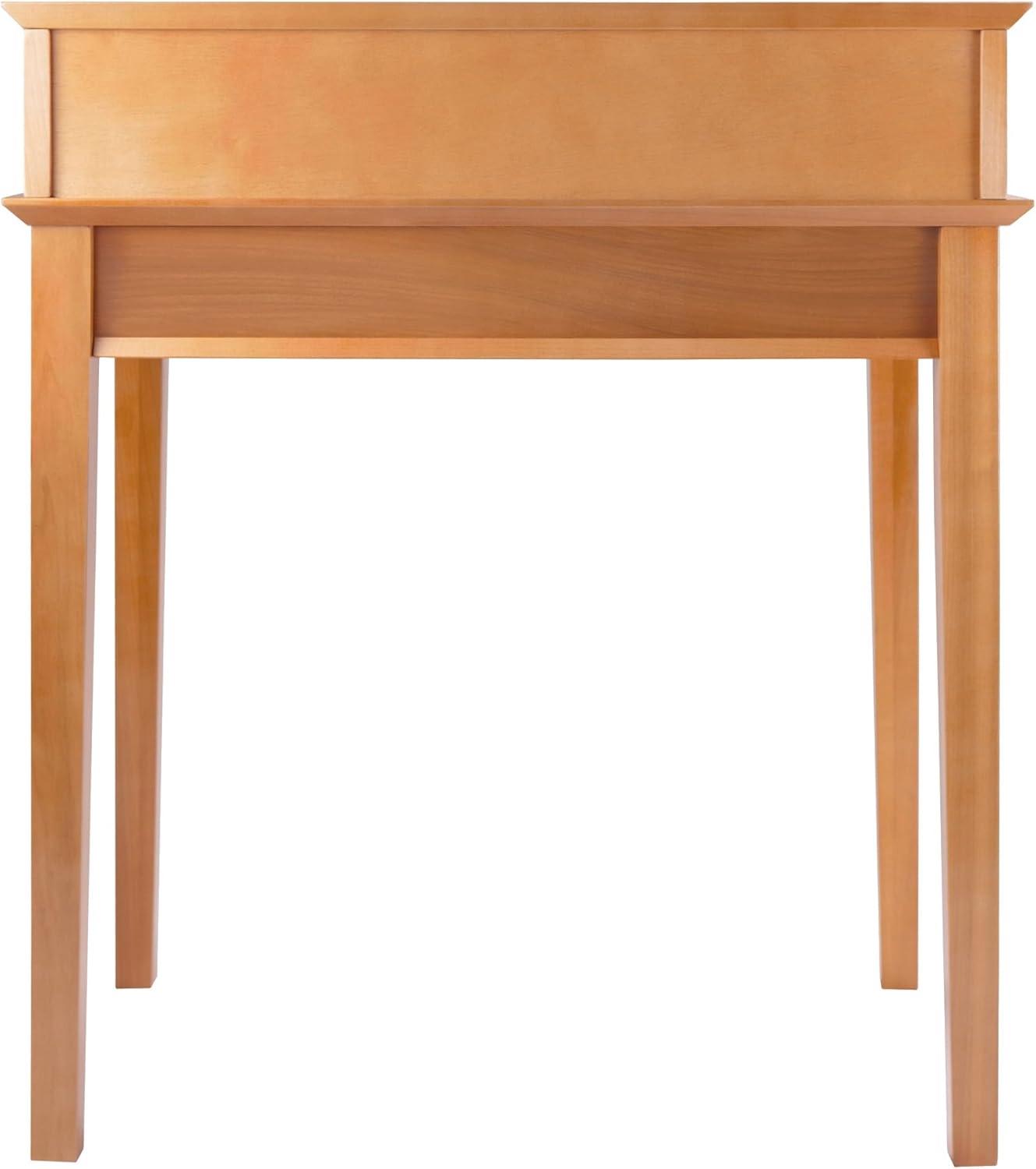 Studio Writing Desk with Hutch Honey Brown - Winsome: Mid-Century Modern, Home Office Furniture, Space-Saving Design