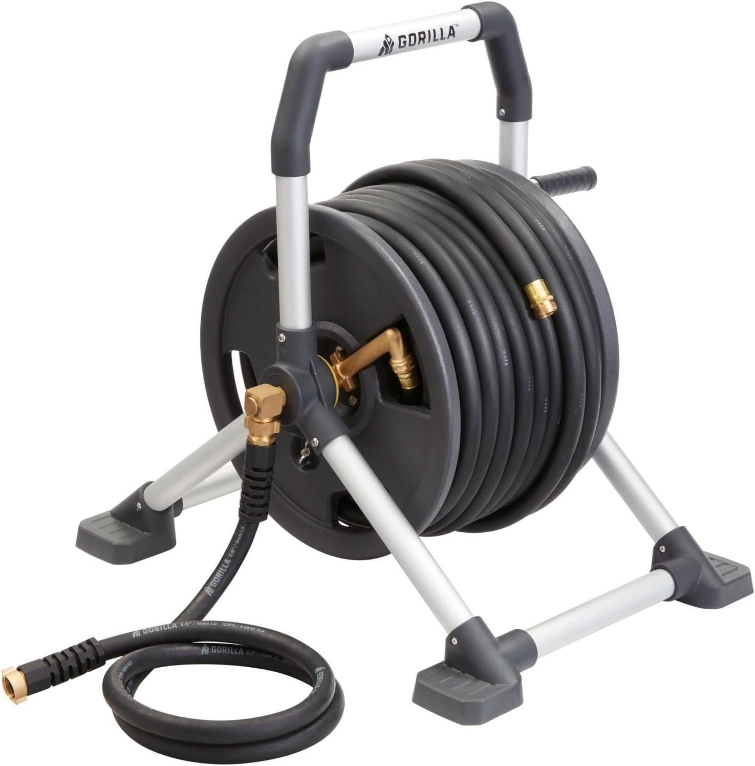 Gorilla 150 ft. Black and Gray Aluminum Hose Reel Cart