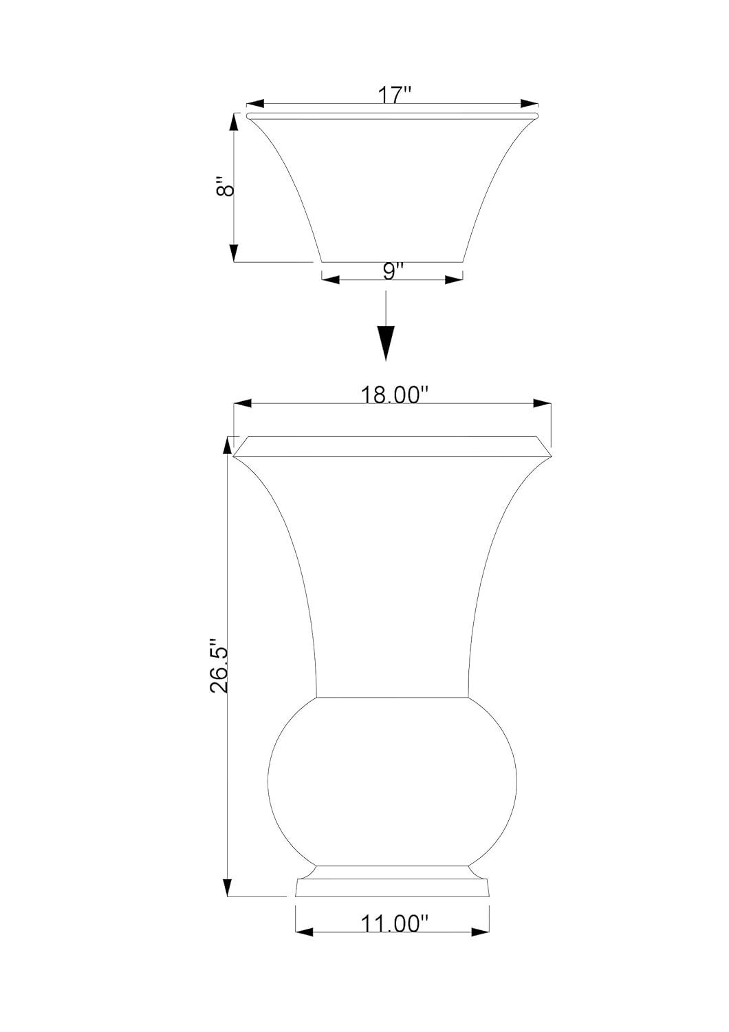 H Potter Tall Planter Large Outdoor Copper Decorative Planters Indoor Flower Garden Urn