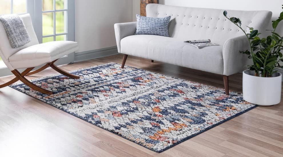 Unique Loom Atlas Morocco Rug Multi/Black 4' 1" x 6' 1" Rectangle Geometric Bohemian Perfect For Living Room Bed Room Dining Room Office