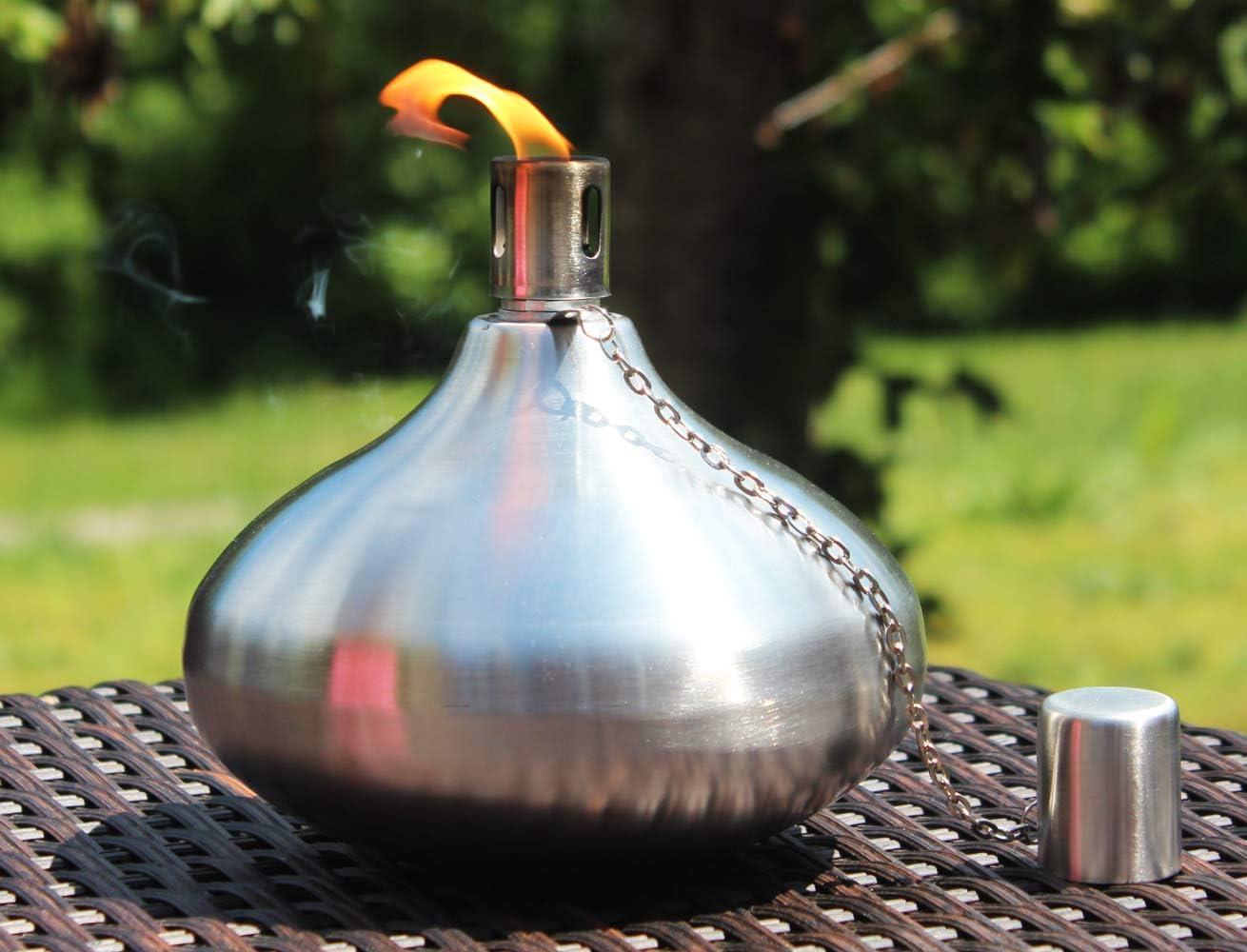 Seraphic Metal Citronella Torches for Outside - Large 30oz Table Top Torch, Stainless Steel