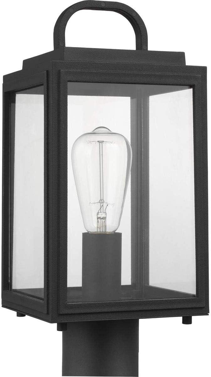 Progress Lighting Grandbury 1-Light Outdoor Post Light in Black with Clear Glass Panels and DURASHIELD Material