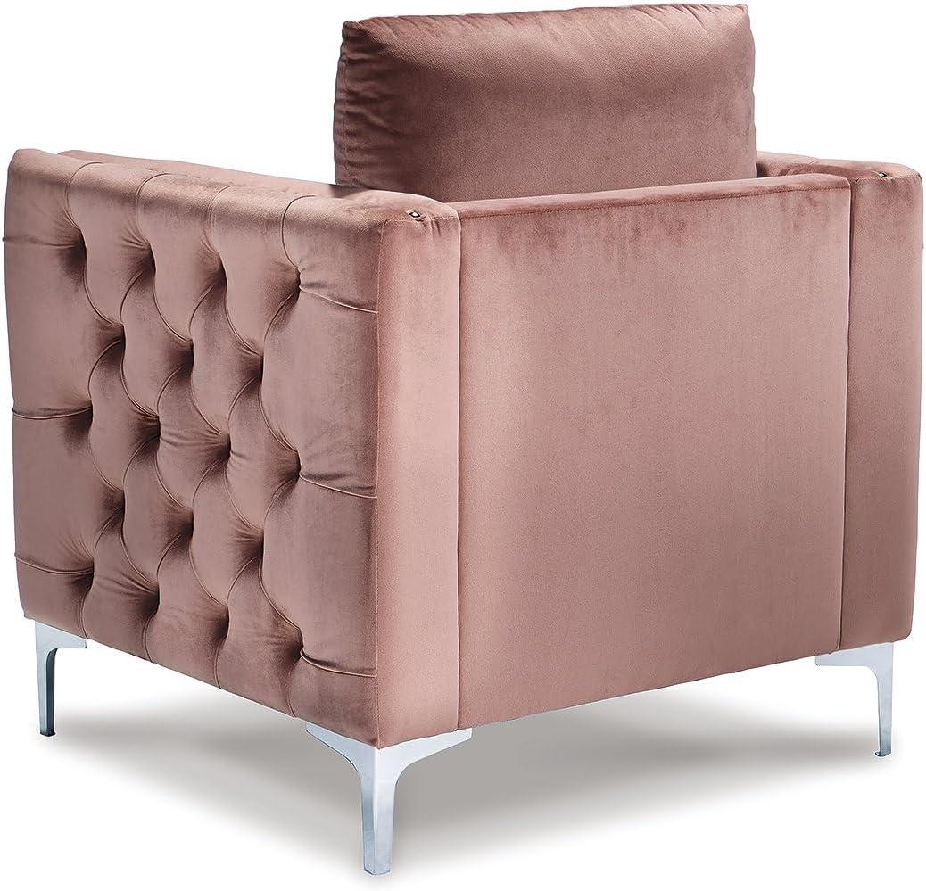 OUWI Lizmont Modern Glam Accent Chair with Nailhead Trim, Pink