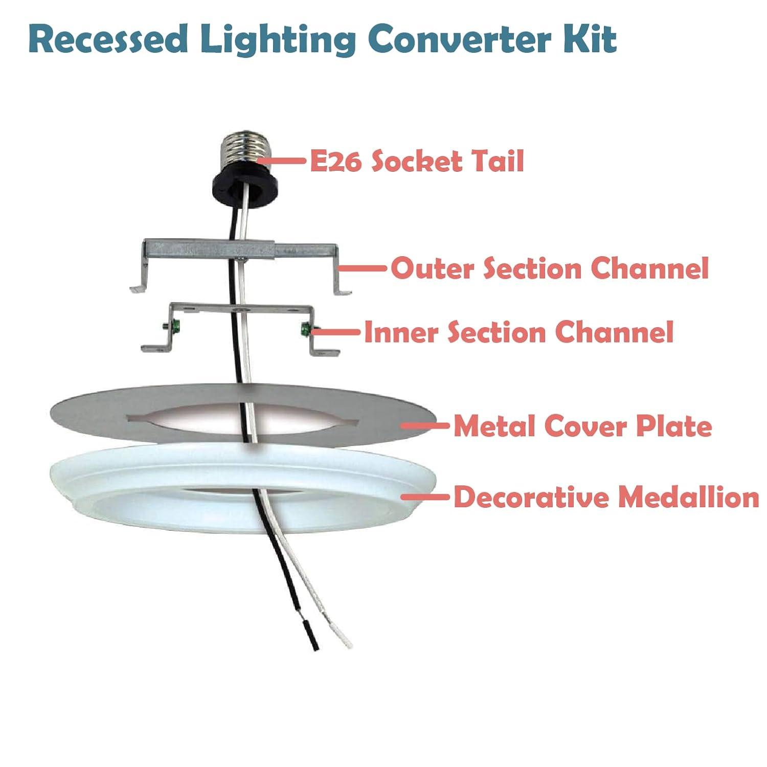 Aspen Creative 21067-11, Recessed Lighting Converter Kit, 8" Diameter, White Plastic Medallion, Set of 1