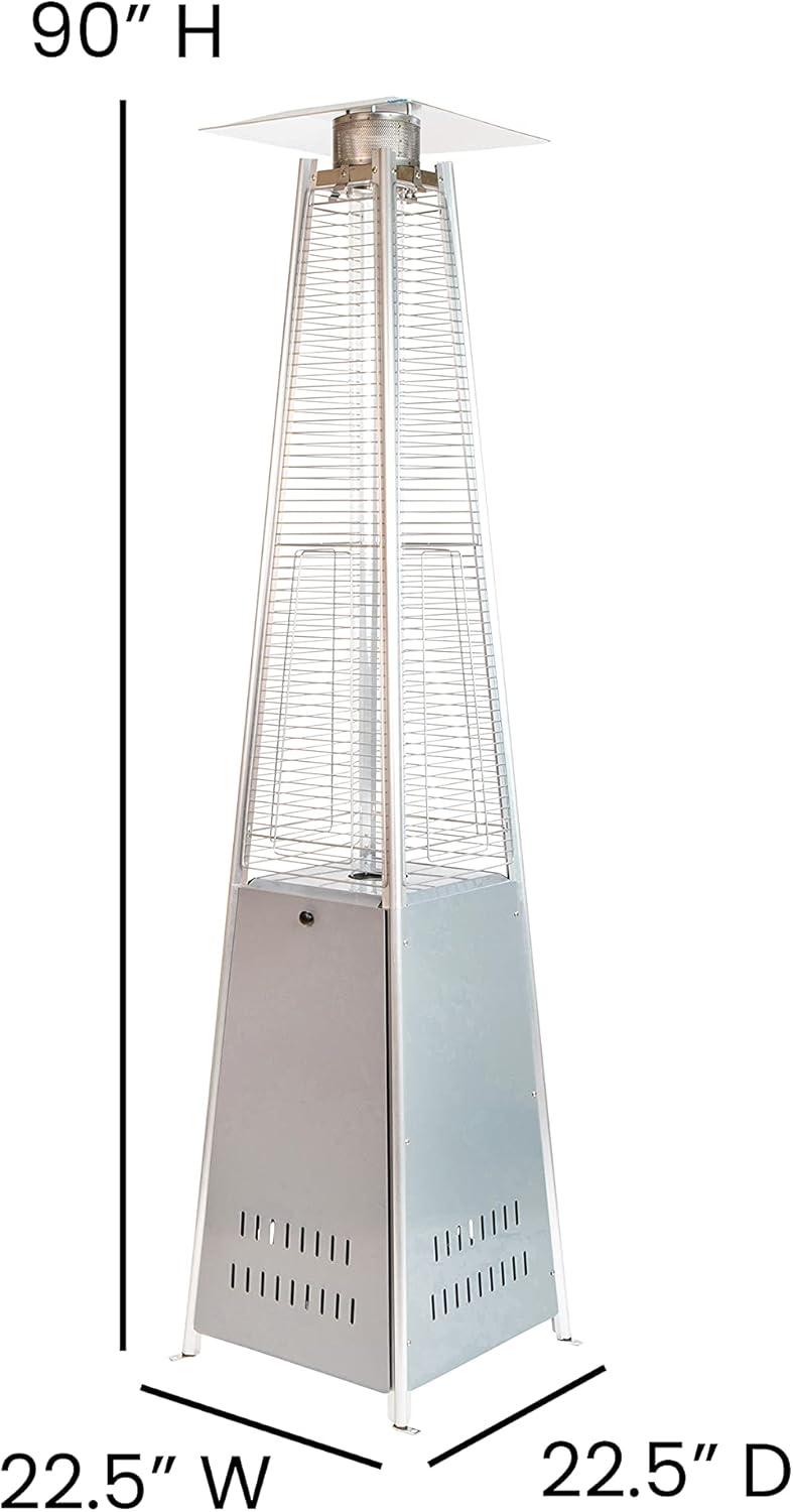 Taylor & Logan Outdoor Patio Heater - 7.5 Feet Round Steel Patio Heater - 42,000 BTU's Silver