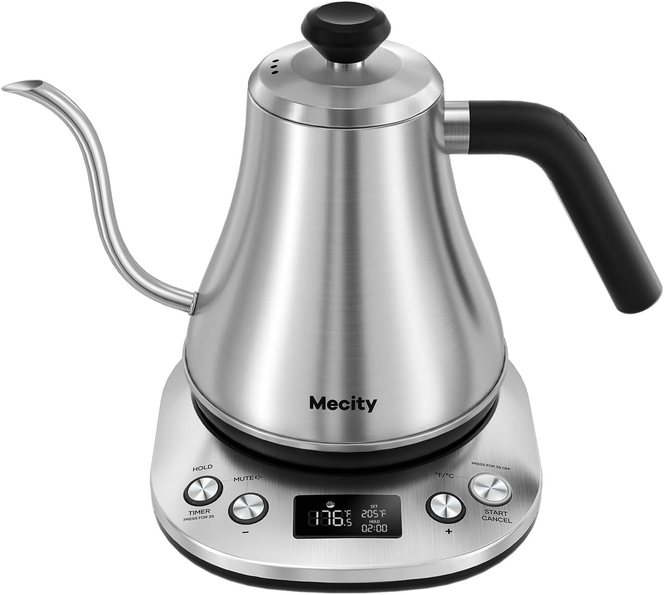 Stainless Steel Digital Gooseneck Kettle with LCD Display, 0.8L