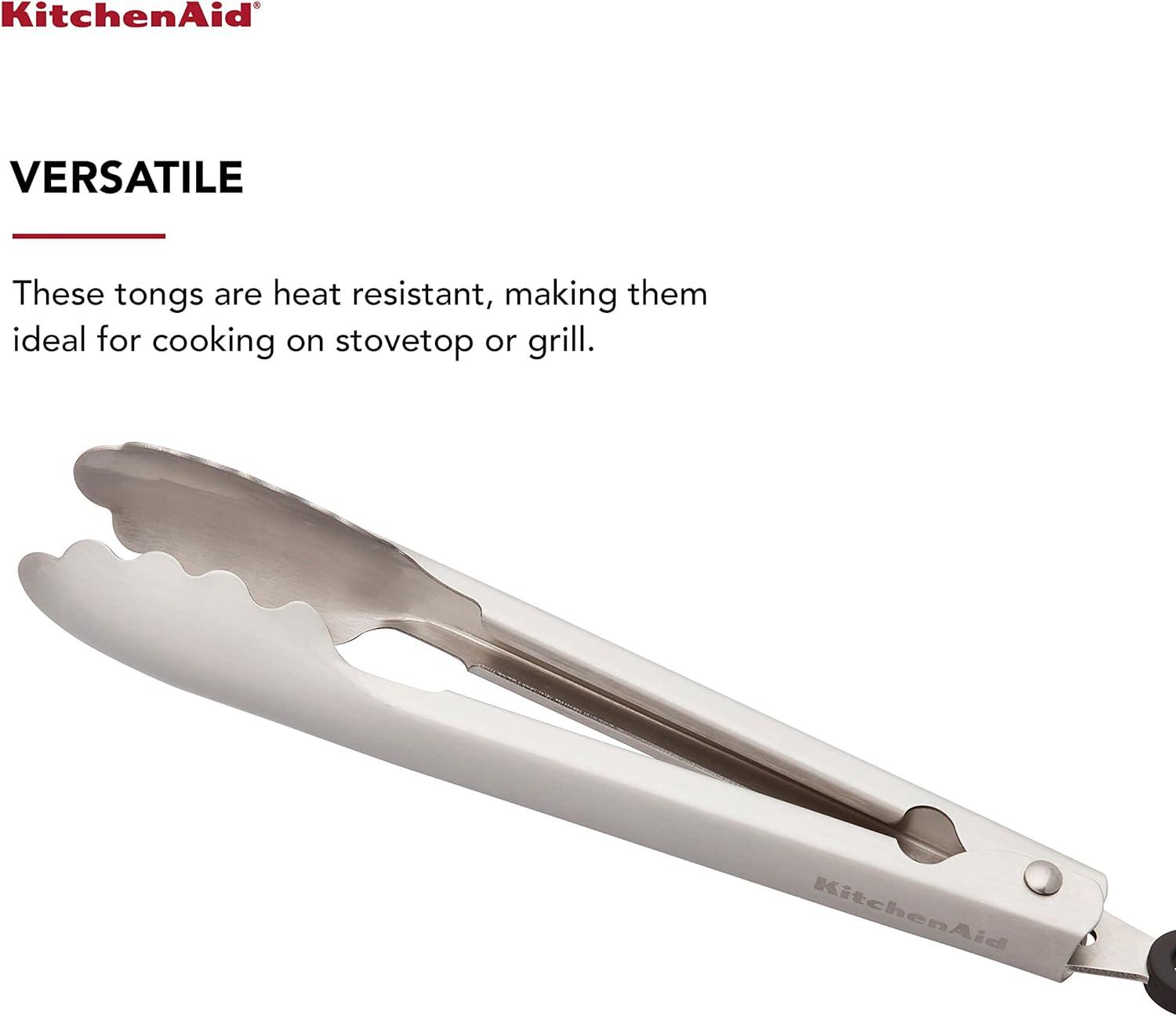 KitchenAid® KitchenAid® Gourmet Stainless Steel Serving Tongs with Hang Hook and Secure Closing Lock, 9 Inch