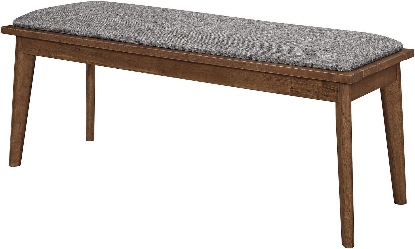 Alfredo Upholstered Dining Bench Grey and Natural Walnut