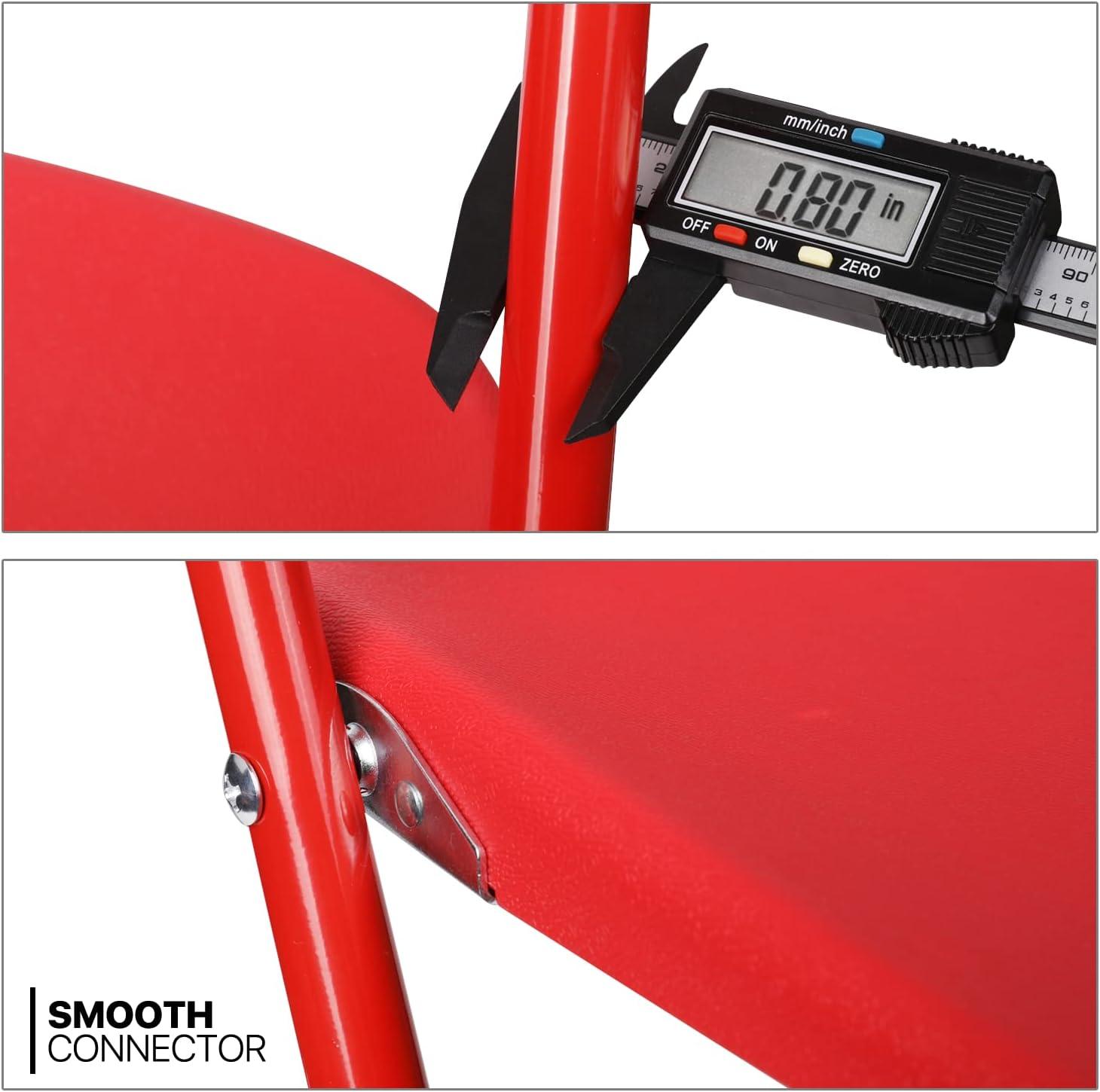 MoNiBloom Folding Plastic Chair, 10 Pack Portable Commercial Seat with Fan Back, for Wedding Camping, Red