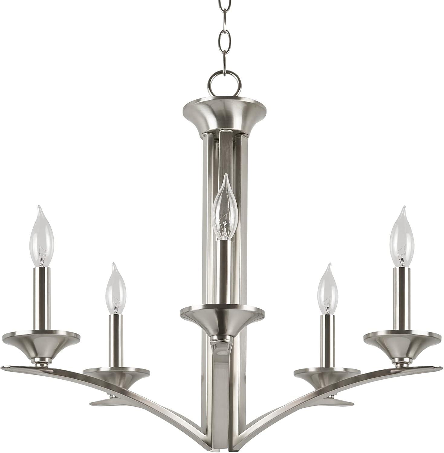 Brushed Nickel 5-Light Geometric Candle Chandelier