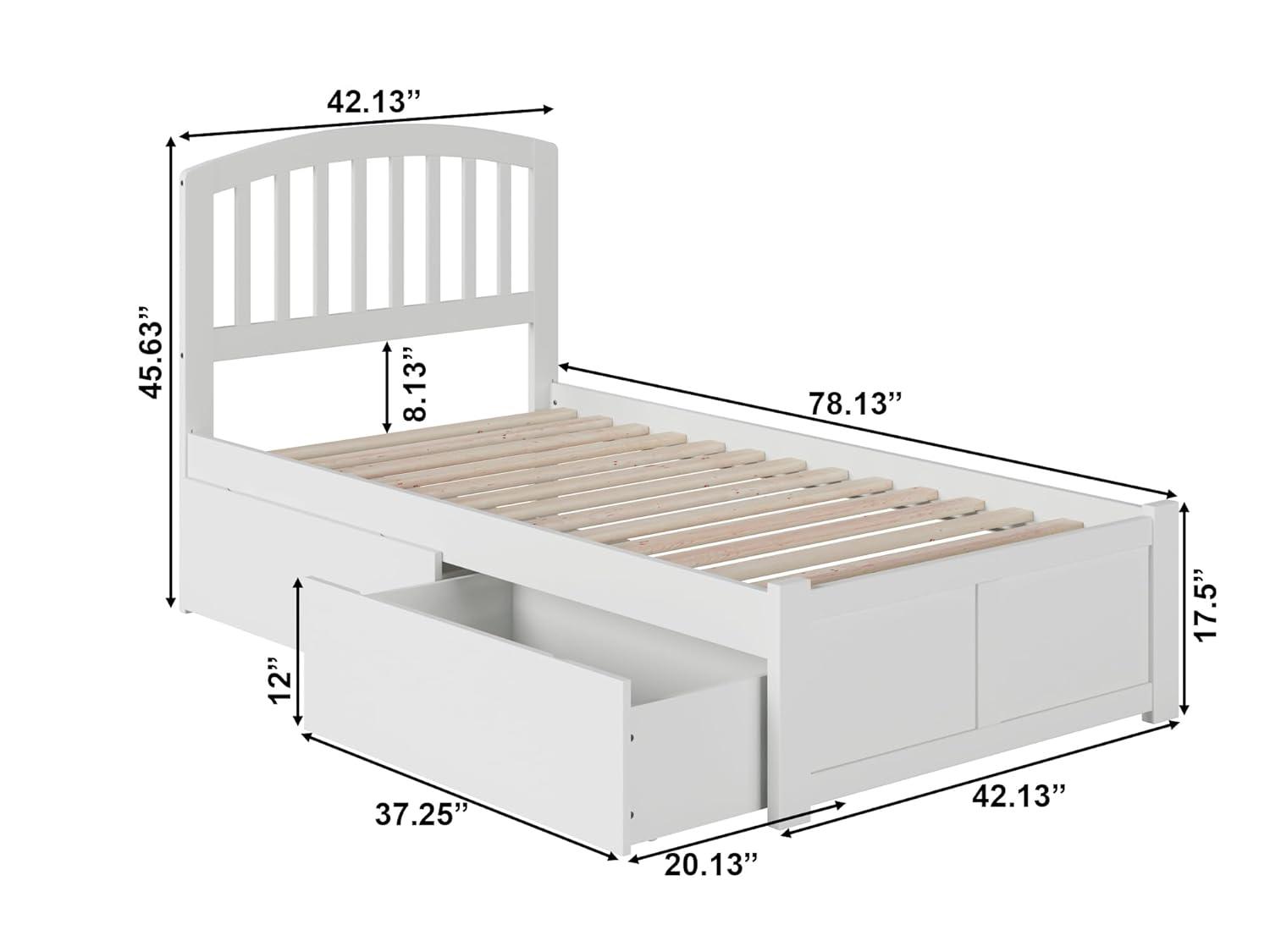 Richmond Platform Bed with Flat Panel Foot Board and 2 Urban Bed Drawers in, Multiple Colors and Sizes