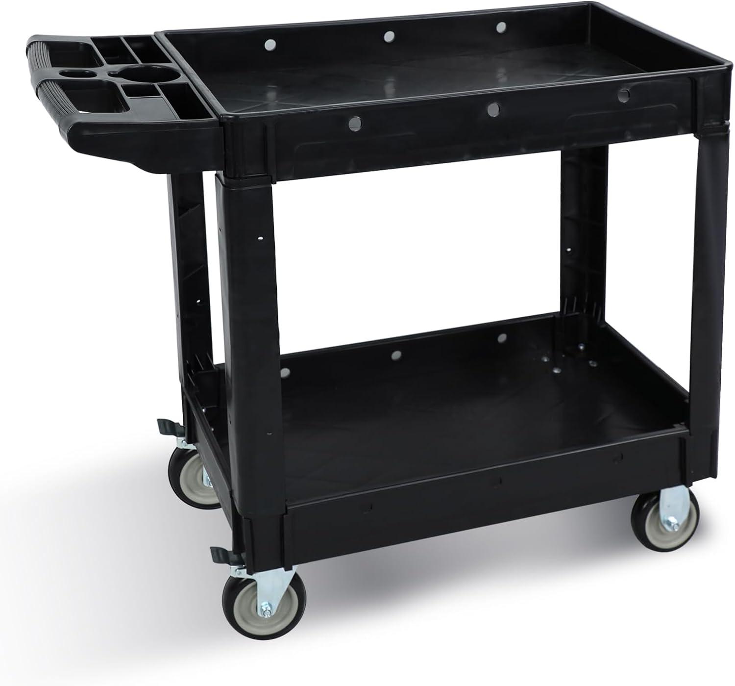 Heavy Duty 550 lbs 2-Shelf Service Utility Cart 40'' x 17'' with Lipped Shelf