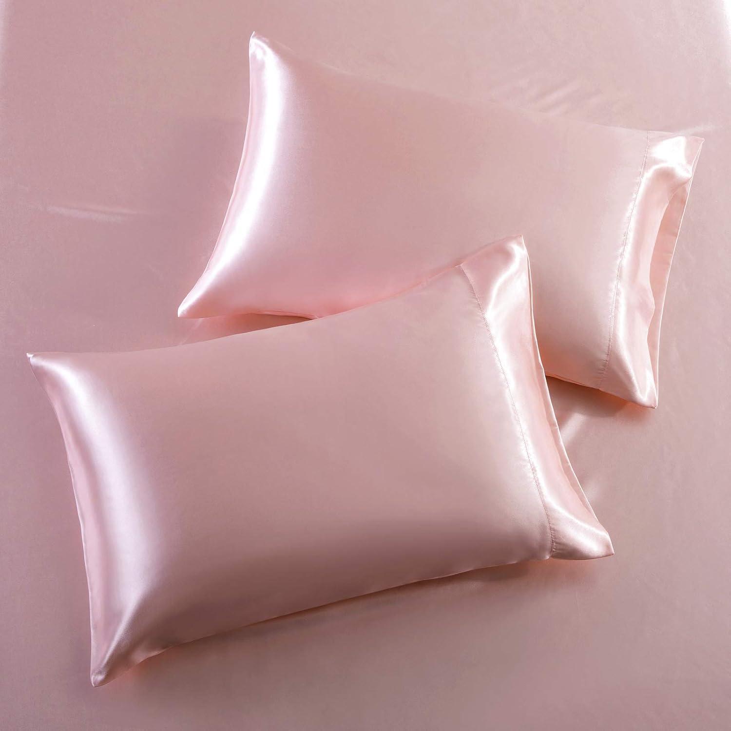 Blush Pink Satin King Sheet Set with Deep Pockets