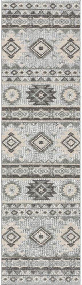 Ebern Designs Dickenson Mamba Geometric Grey Indoor/Outdoor Hi-Lo Area Rug
