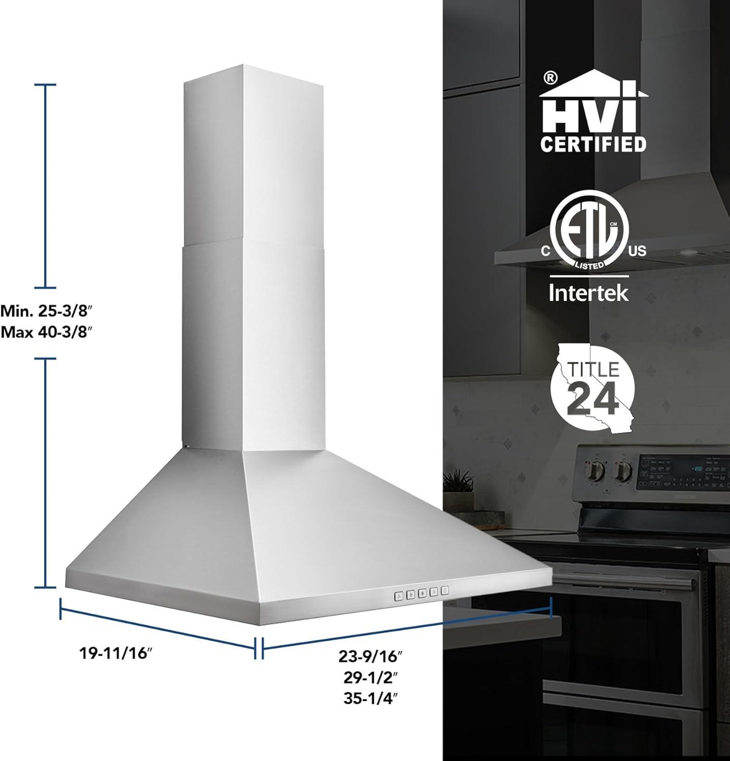 30-Inch Stainless Steel Convertible Wall-Mounted Range Hood