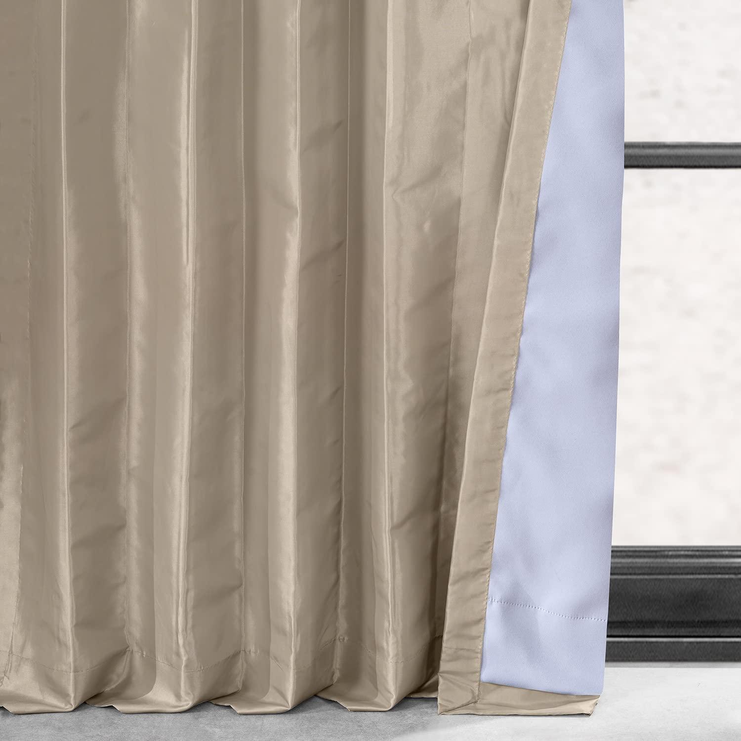 HPD Half Price Drapes Blackout Curtains for Bedroom & Living Room - Faux Silk Taffeta Blackout Curtain 50 X 96 (1 Panel), PTCH-BO130907-96, Antique Beige