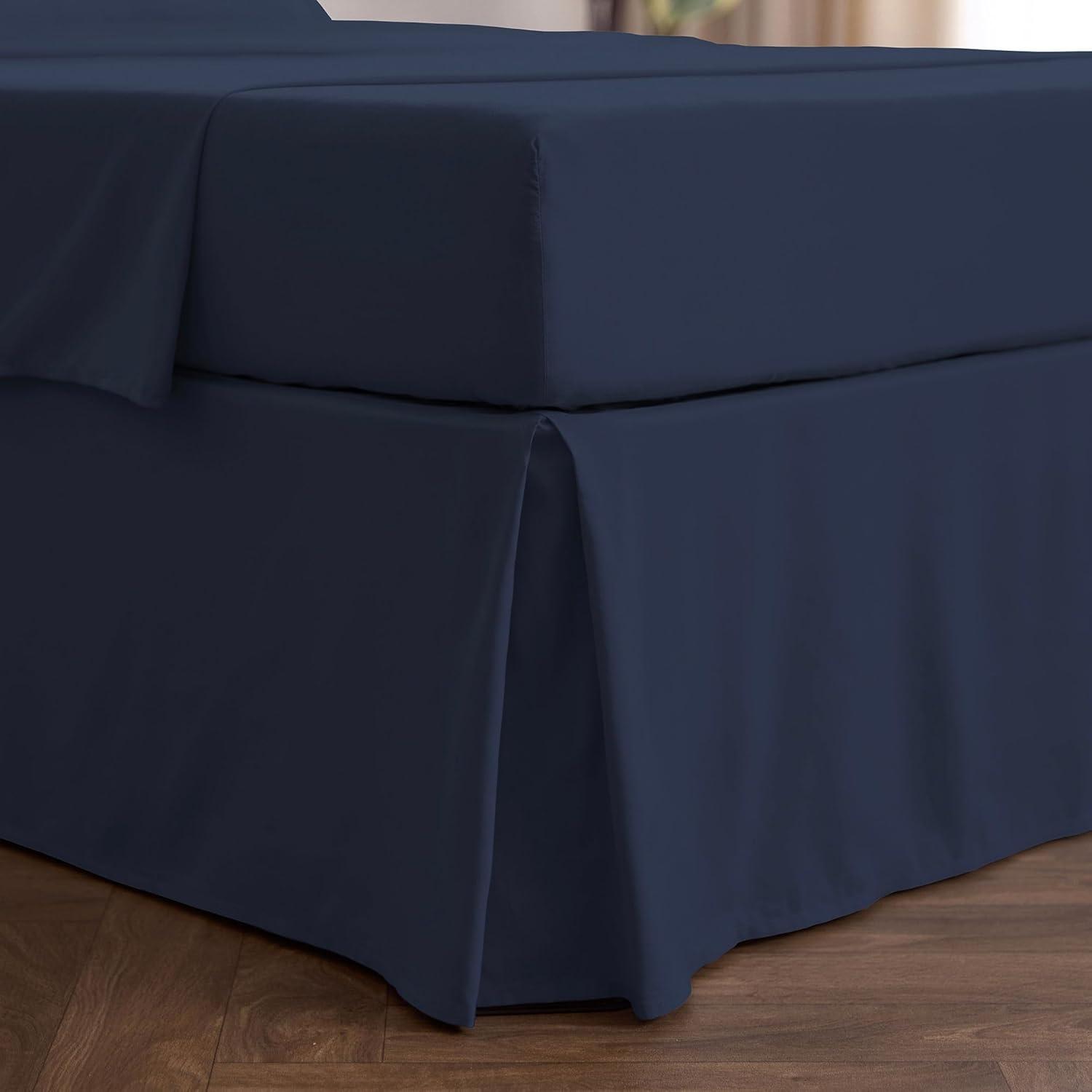 Nautica Solid Bedskirt 100% Cotton Fitted 15" Bed Skirt
