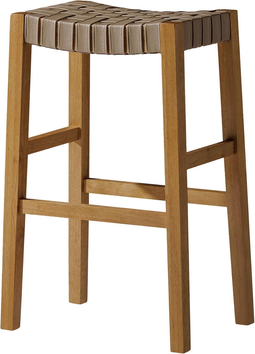 Maven Lane Maven Lane Emerson Kitchen Stool with Vegan Leather Upholstery