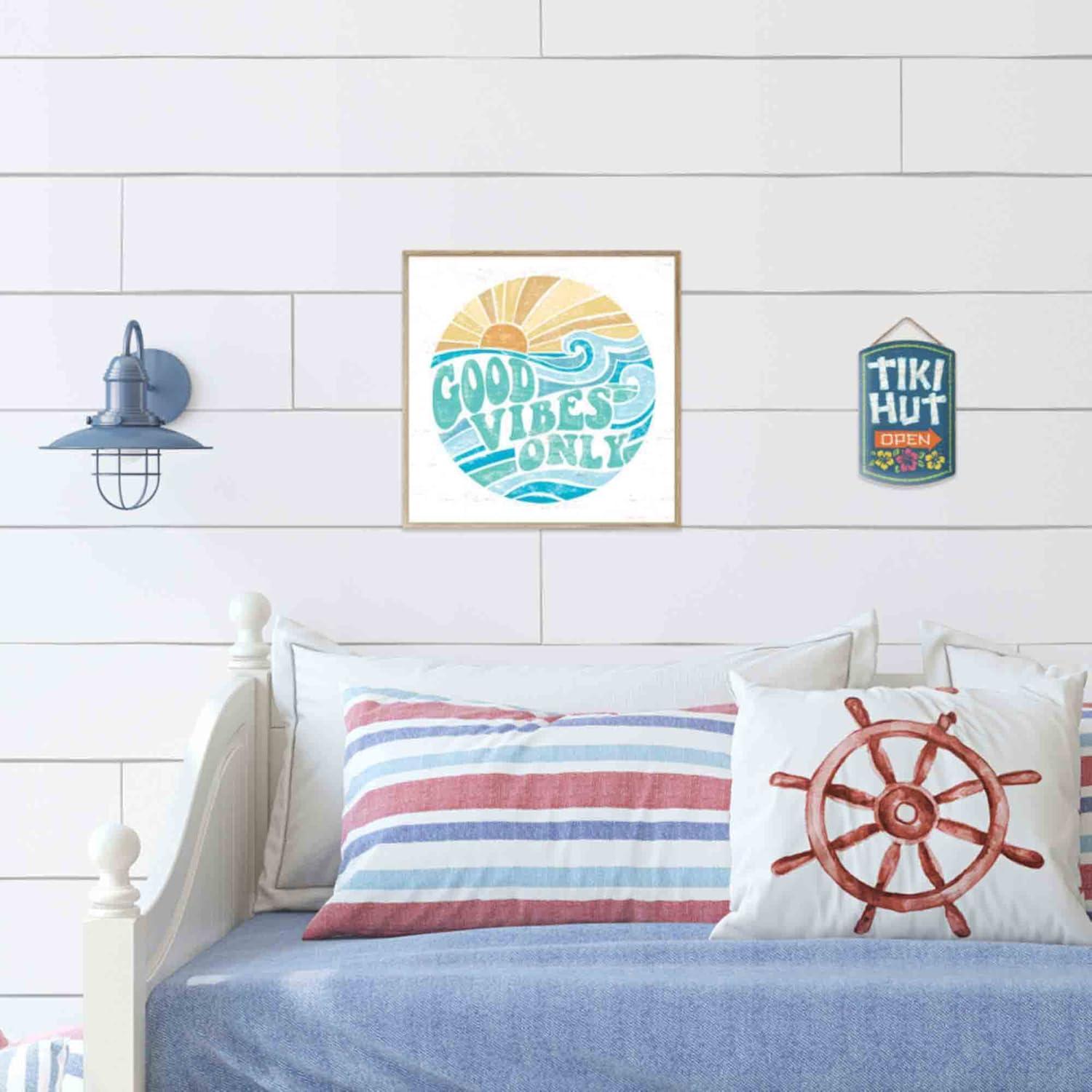 Retro Beachy Good Vibes Only Square Wall Art