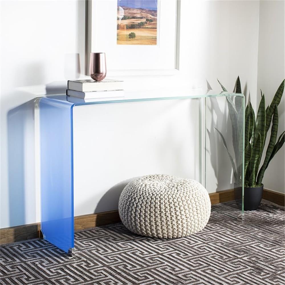 Crysta Ombre Glass Console Table - Clear/Blue - Safavieh