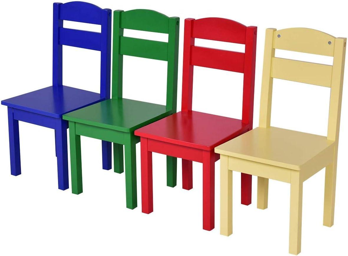 Kids Table and Chair Set, 5 Piece Wood Activity Table & Chairs for Children Arts Crafts, Homework, Snack Time, Preschool Furniture, Gift for Boys Girls, Toddler Table and Chair Set, Multicolor