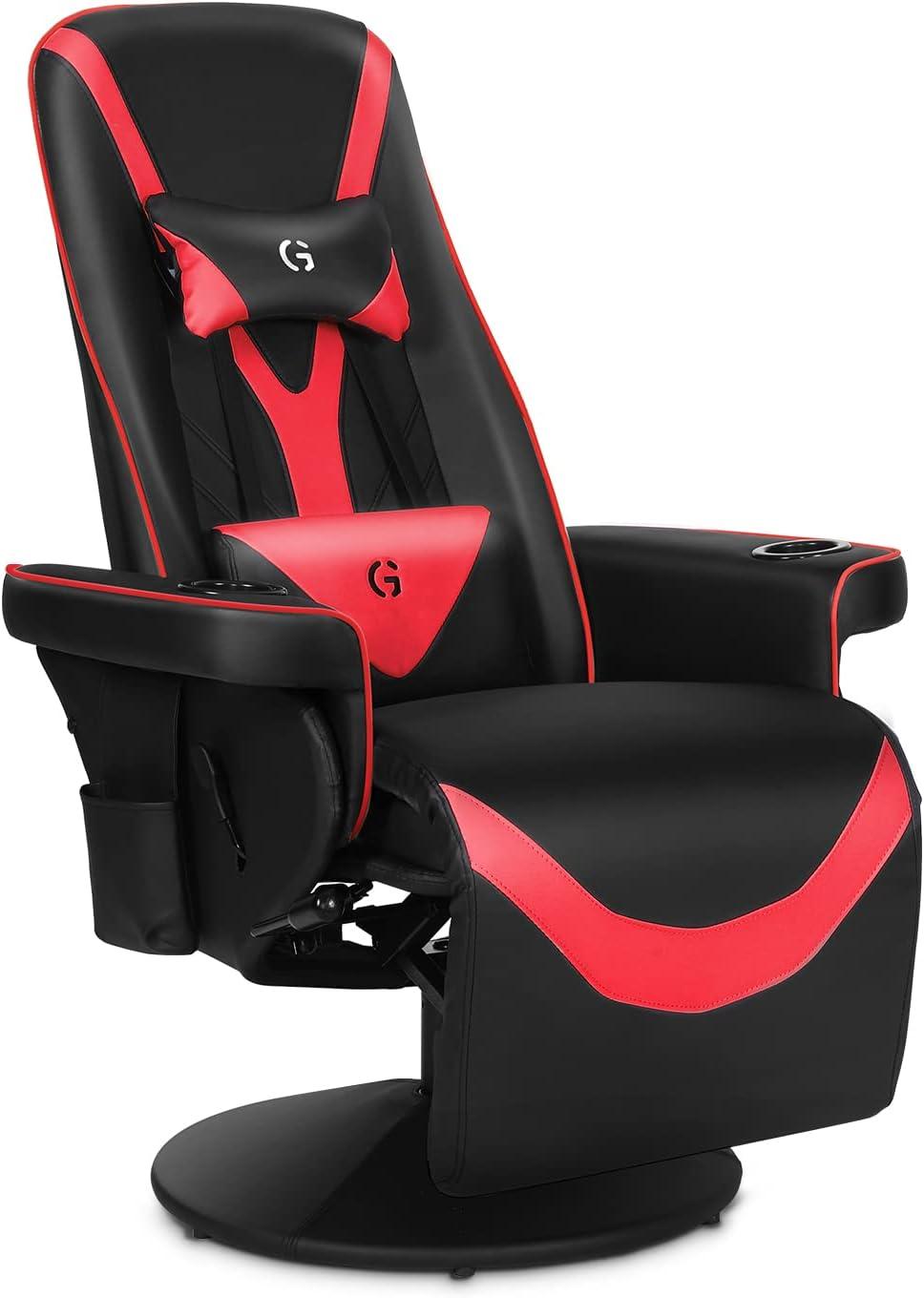 Queen Throne Video Gaming Chair Ergonomic Recliner Racing Chair, High Back Swivel Chair with Footrest and Adjustable Backrest, Lumbar Support, Headrest and Cupholders, Pink White