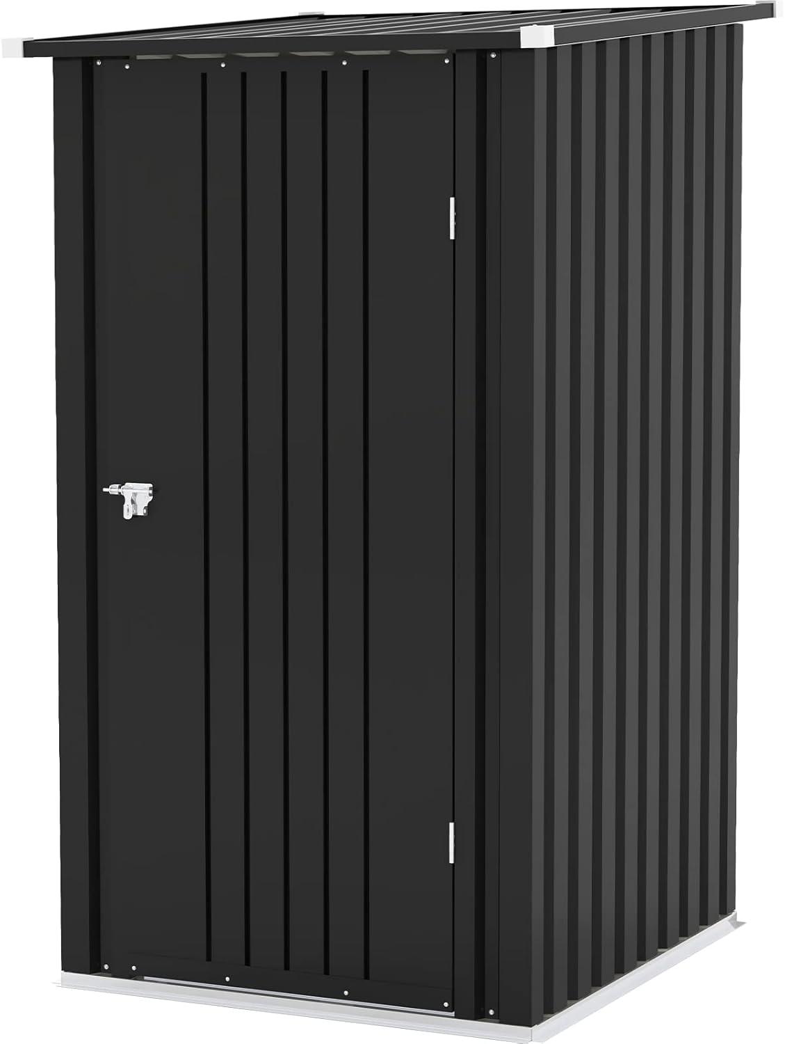 Patiowell 8' x 10' Outdoor Storage Shed, Large Garden Tool Metal Shed with Sloping Roof and Double Lockable Door, Outdoor Shed for Backyard Garden Patio Lawn, Brown