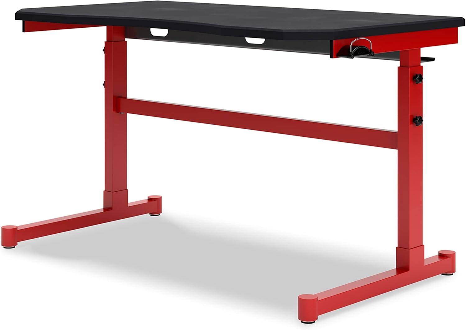 Black and Red Adjustable Height Desk with USB Port