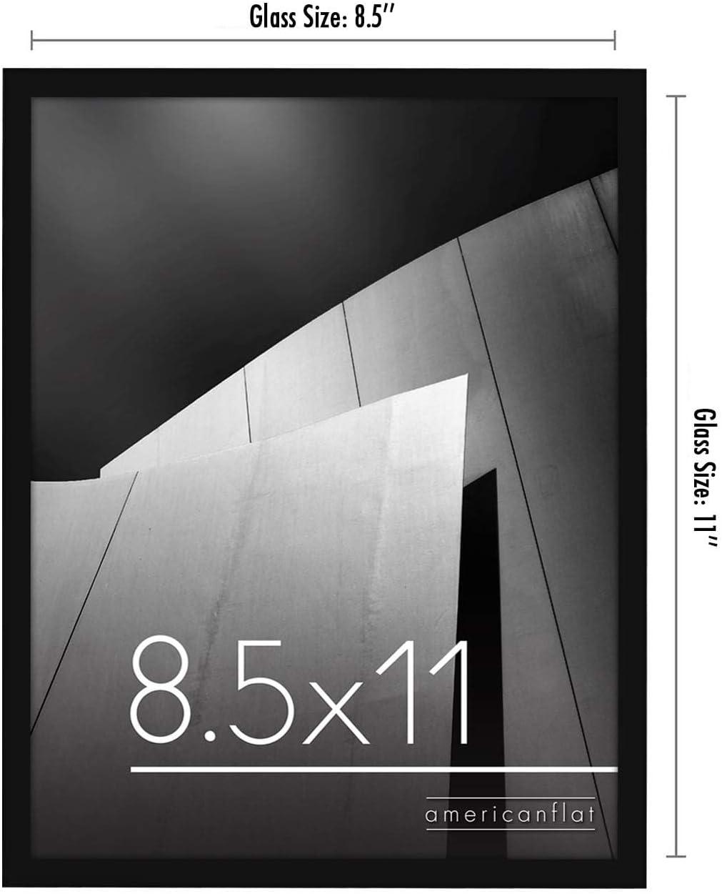 Americanflat 8.5x11 Picture Frame with Shatter-Resistant Glass - Streamline Collection - Thin Border Photo Frame for Wall - Black