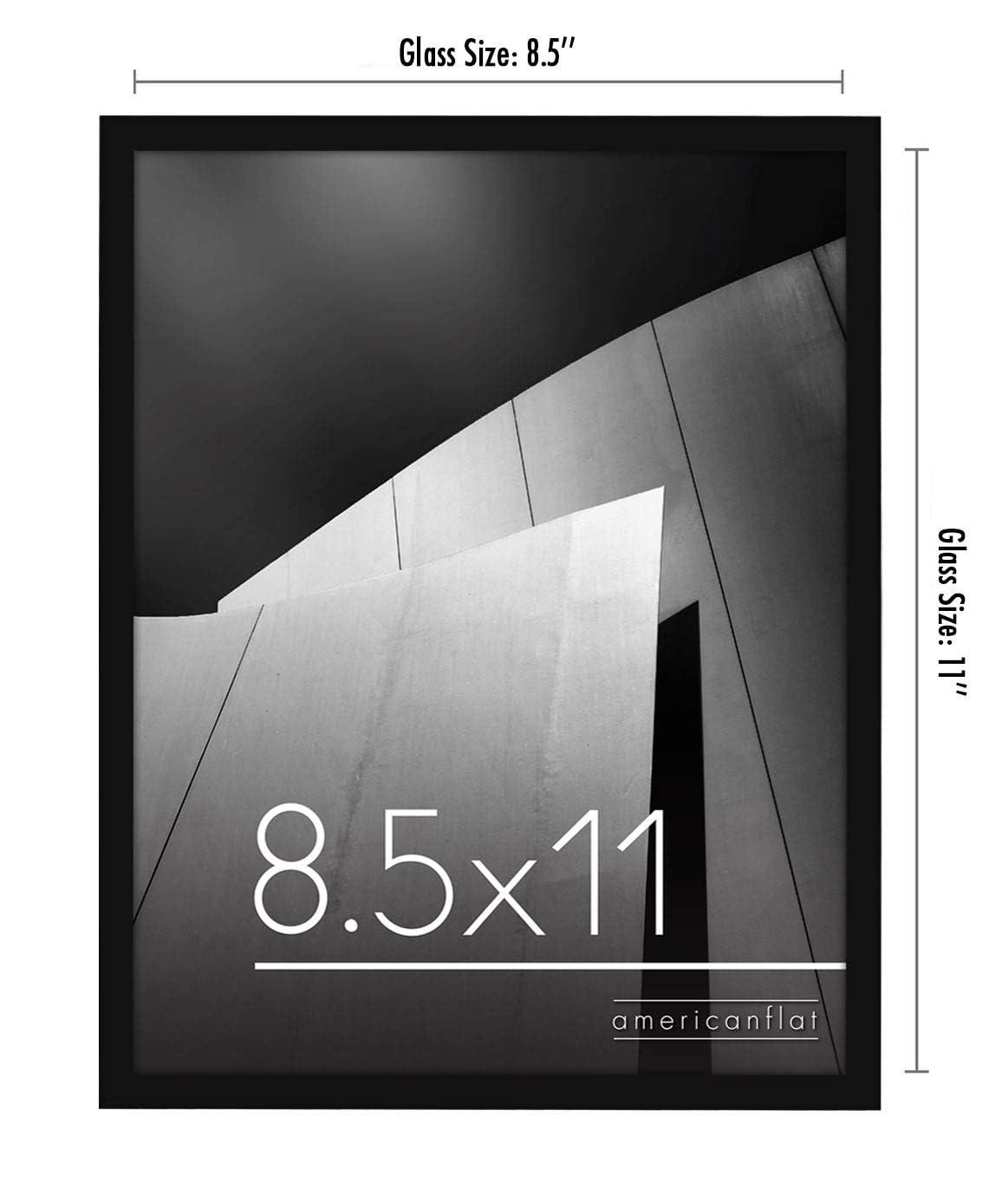 Americanflat 8.5x11 Picture Frame with Shatter-Resistant Glass - Streamline Collection - Thin Border Photo Frame for Wall - Black
