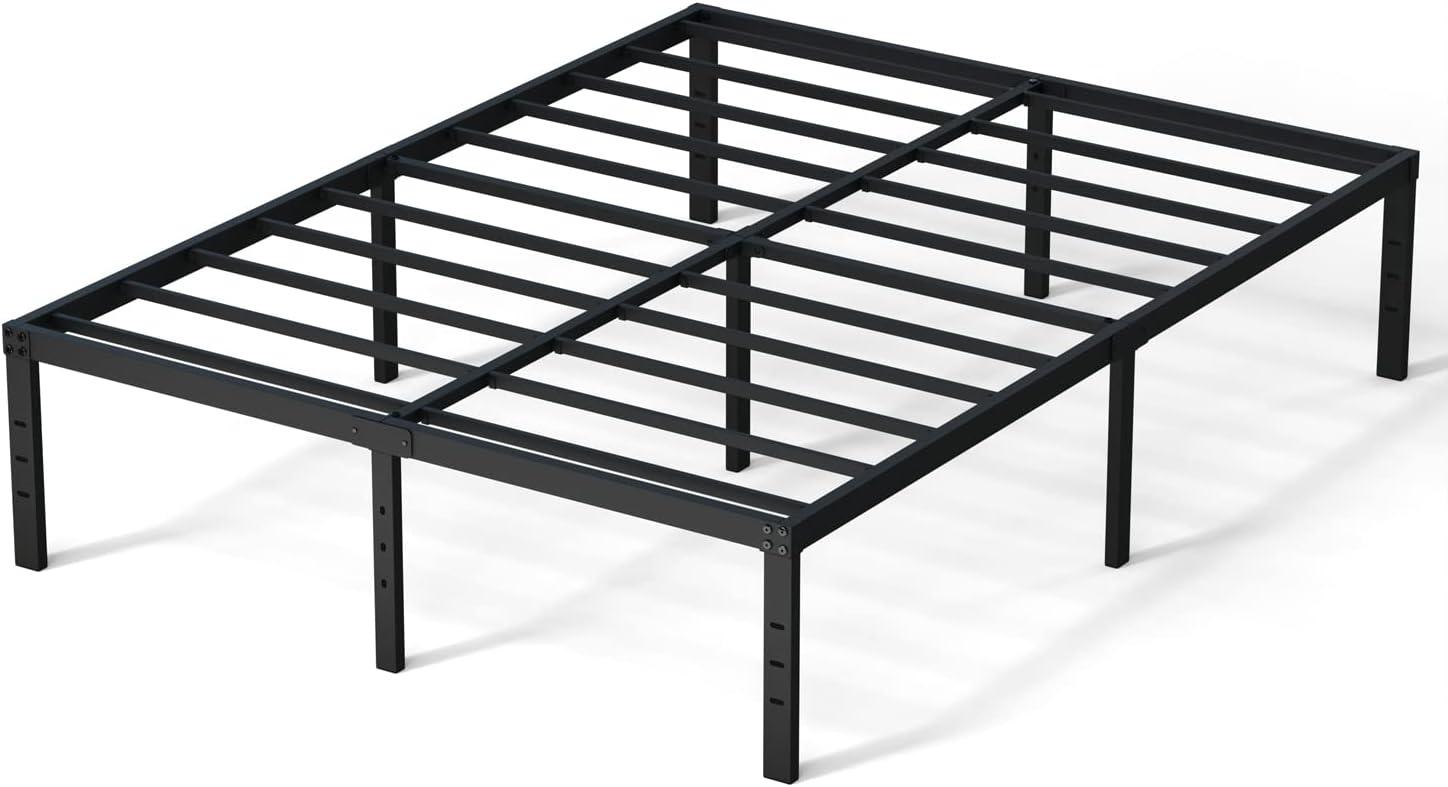 VECELO 16 Inch Queen Metal Platform Bed Frame, Heavy Duty Metal Bed with Under-bed Storage, No Box Spring Needed, Black