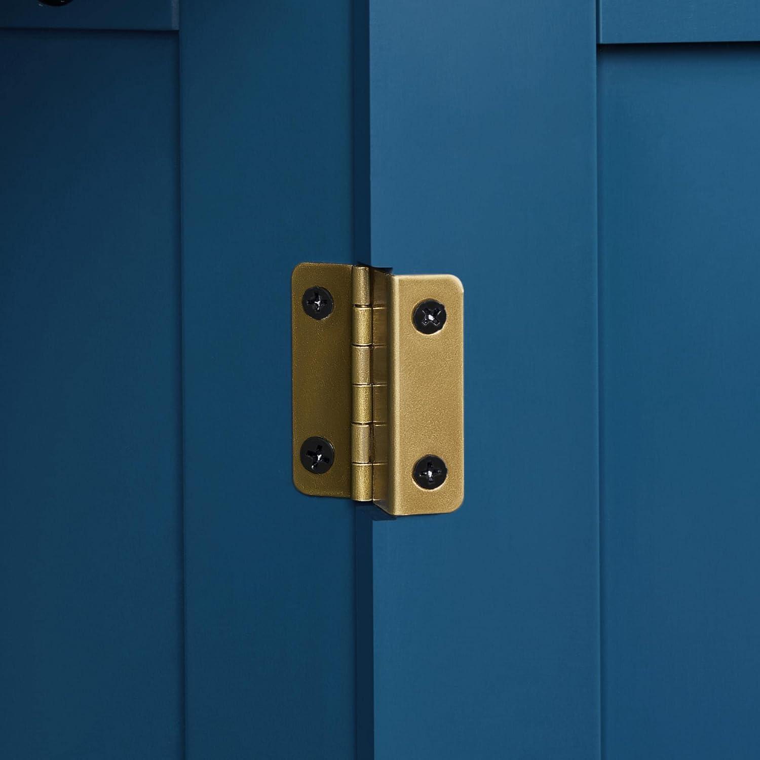 Navy Blue Wooden Bathroom Floor Cabinet with Adjustable Shelves