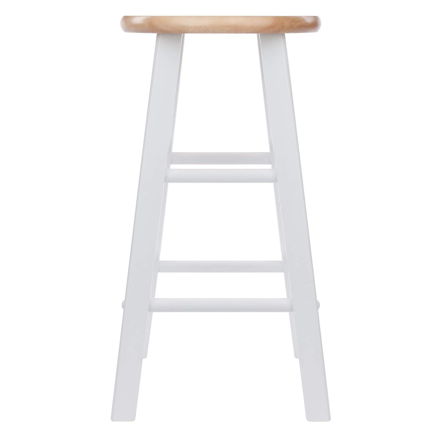 2pc 24" Element Counter Height Barstools White - Winsome: Solid Wood, Round Seat, 220lbs Capacity