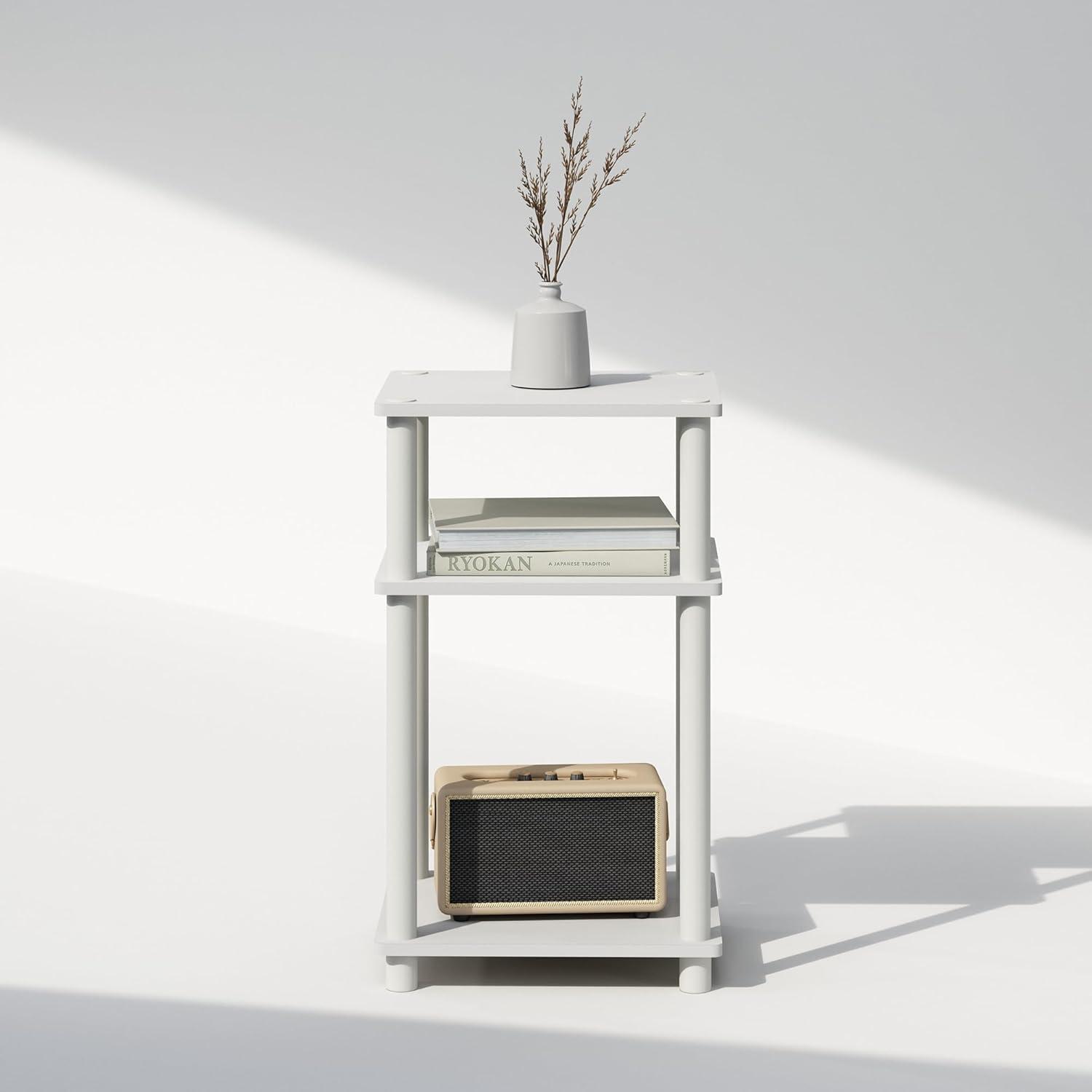 Furinno Just 3-Tier Turn-N-Tube End Table, 1-Pack, White