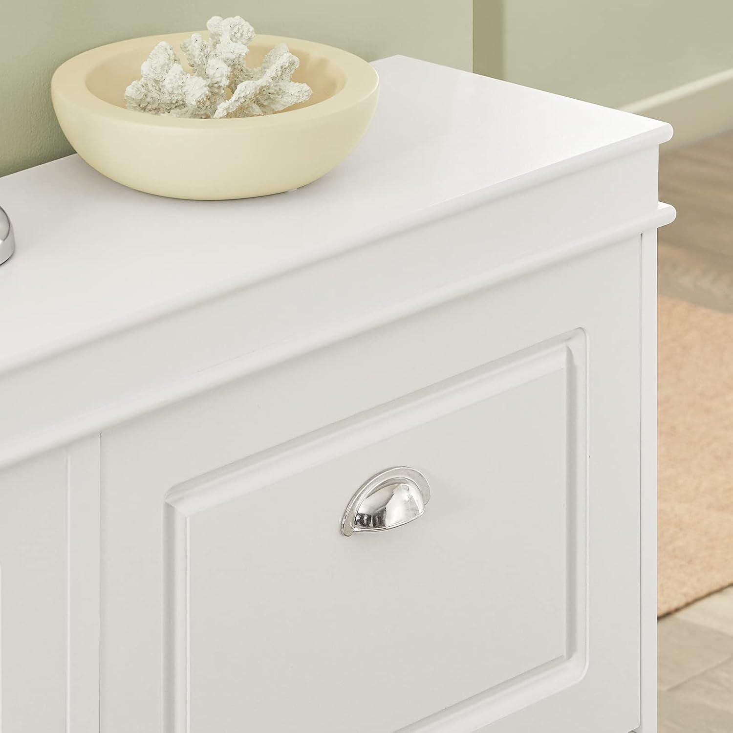 SoBuy White Shoe Cabinet with 4 Flip Drawers, Large Freestanding Shoe Rack, Modern Shoe Organizer for Entryway, Hallway, Entance FSR79-W