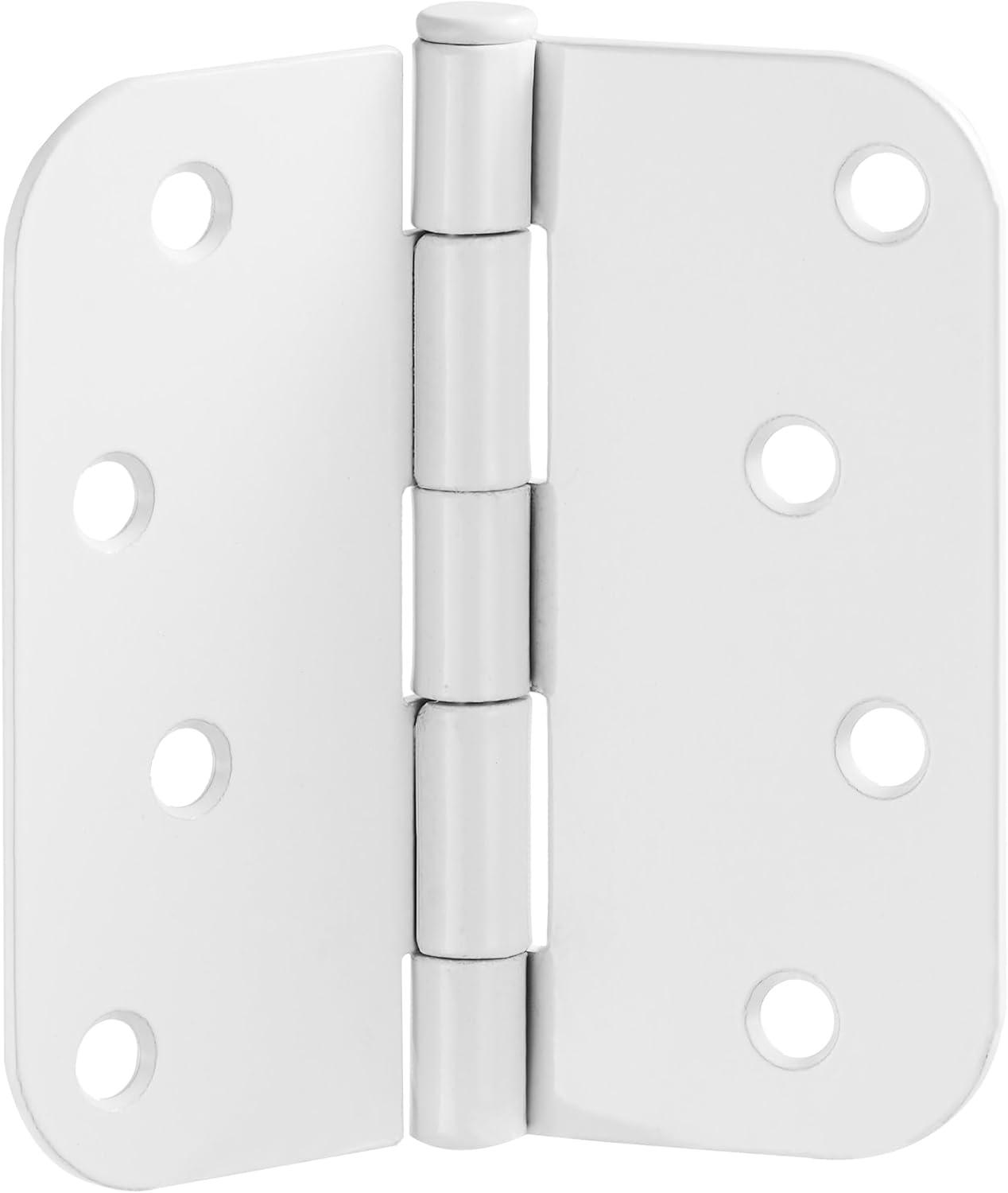 Door Hinges for Interior Doors 9-Pack 4-inch x 4-inch – Rounded 5/8-inch Radius Steel Door Hinge – Painted White – Fits Standard Doors – Design House 189381