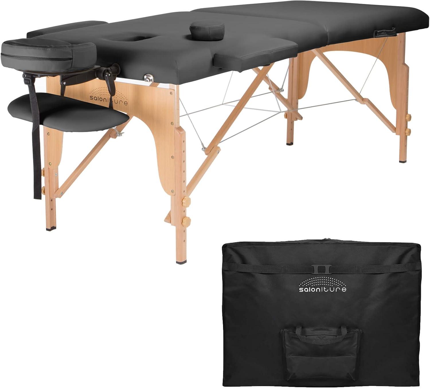 Saloniture Portable Professional Folding Massage Table with Carrying Case - Dark Gray