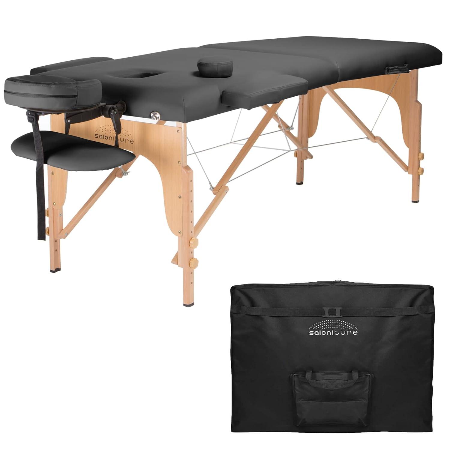 Saloniture Portable Professional Folding Massage Table with Carrying Case - Dark Gray
