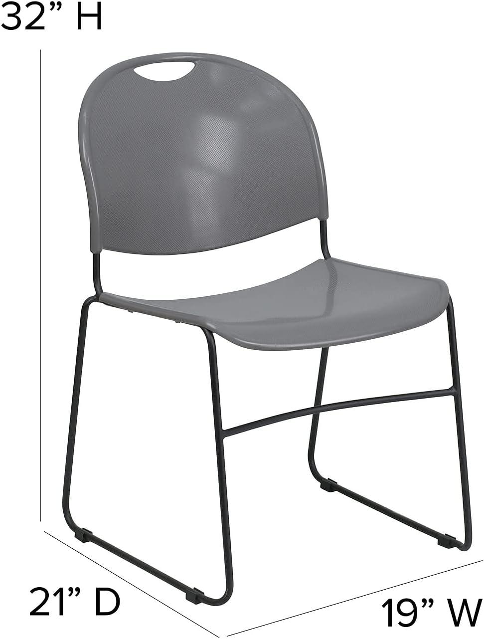 Flash Furniture Gaea 880 lb. Capacity Ultra-Compact Stack Chair with Metal Frame (Set of 5)