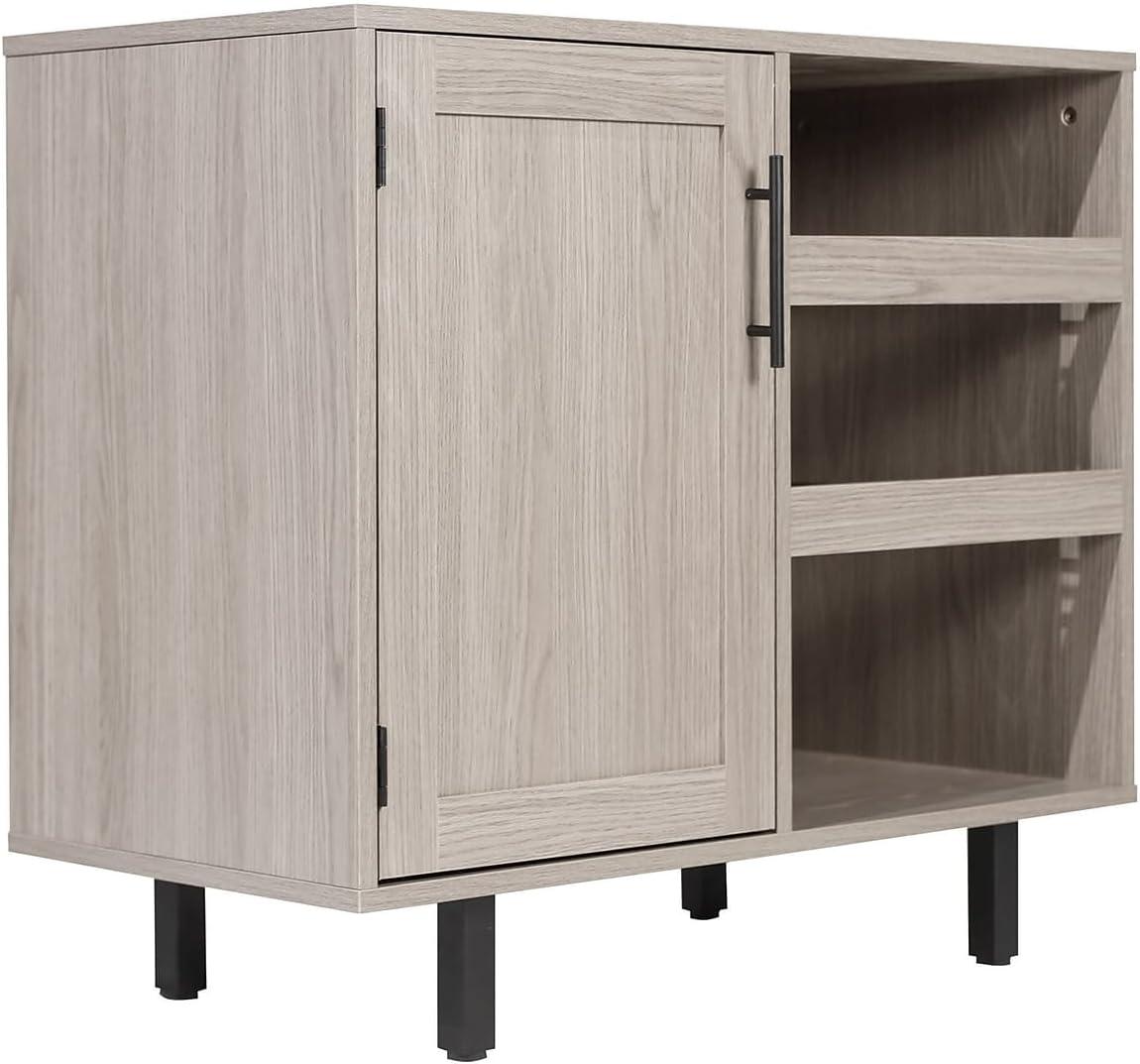 Flash Furniture Elmont Classic Bar and Sideboard with Shaker Style Single Door Cabinet with Hanging Glass Storage and Open Bottle Shelves