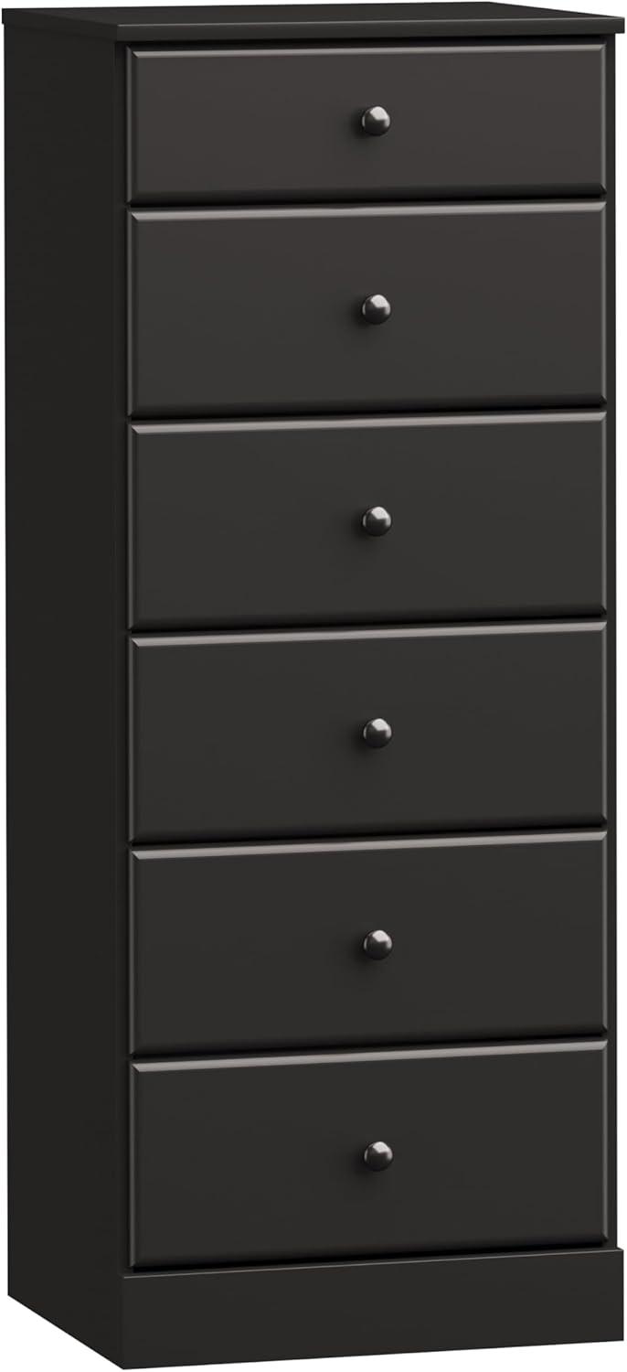 Astrid 6 Drawer Tall Chest Black - Prepac: Space-Saving Vertical Storage for Bedroom