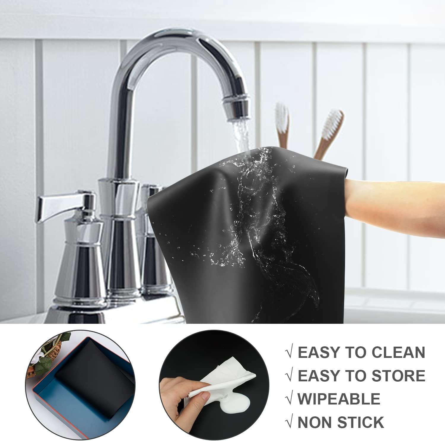 Food Grade Silicone Mats for Kitchen Counter - Countertop Protector Mat Heat Resistant Mat for Air Fryer, Non-Slip Kids Dinner Table Placemat, Nonstick Silicone Mat for Pastry, Baking, Black 1 Pack